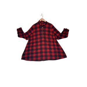 John Mark size 2X buffalo plaid sweater pockets red/black cabincore rustic